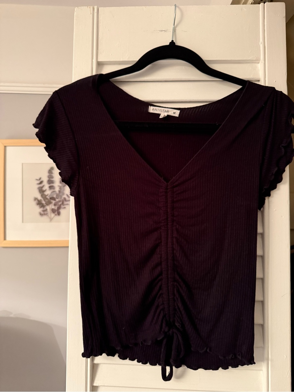 Women's Ruched V-Neck Short Sleeve Top